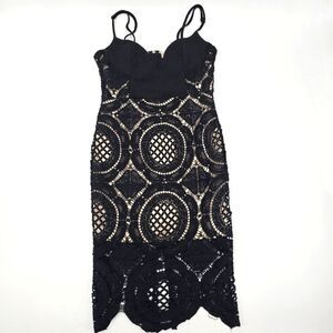 Lac Bleu Midi Black Lace Overlay Dress Size M